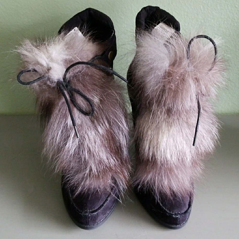 Chinese Laundry Faux Suede Fur Ankle Boots